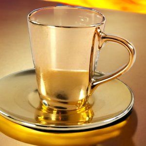 Starbuck LTD ED. Espresso Coffee Cup & Saucer GLD 2013 Holiday Collectible Cup